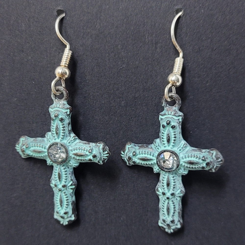 Cross Earrings Turquoise handcrafted